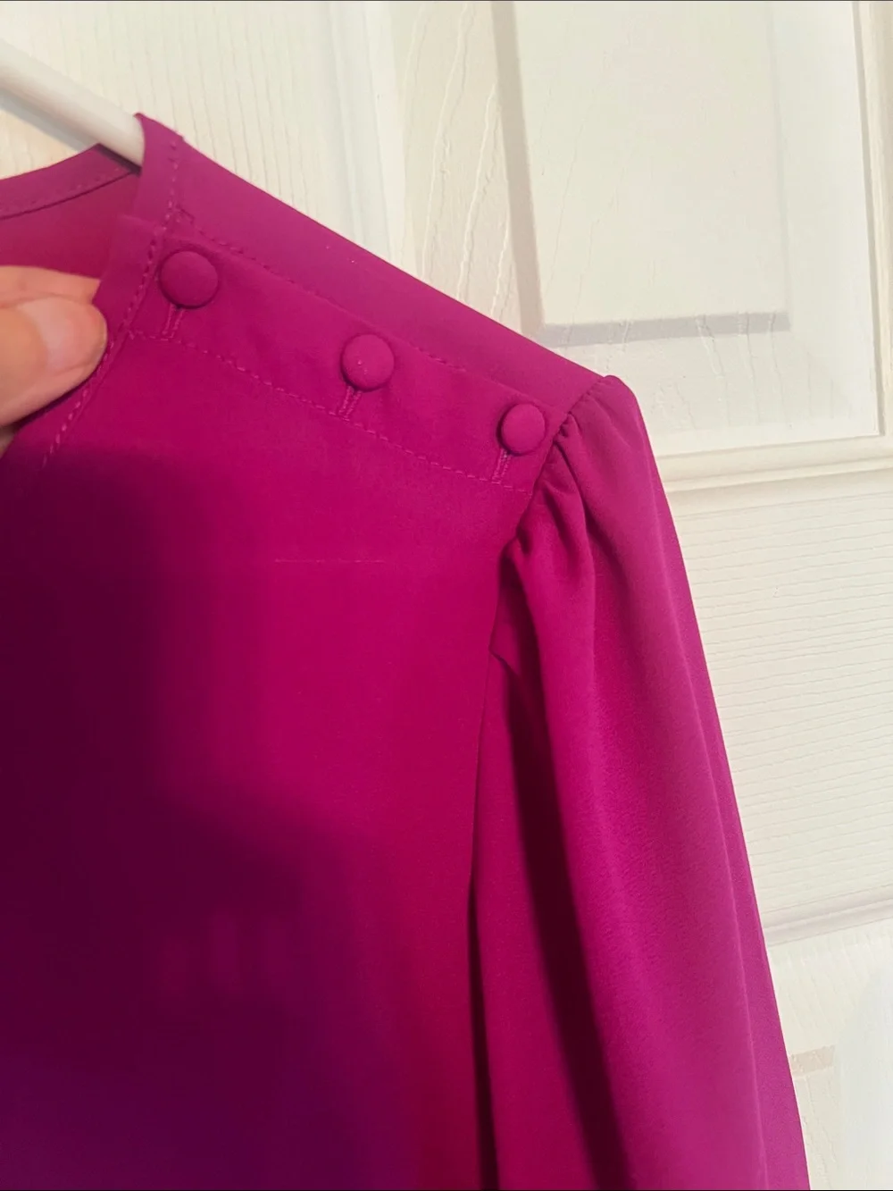 J. Crew Fuchsia Long-Sleeve Ruffled Cuff Blouse
